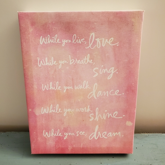 None Other - #87 Love Wall Art Sing Dance Shine Dream Pink 12"
